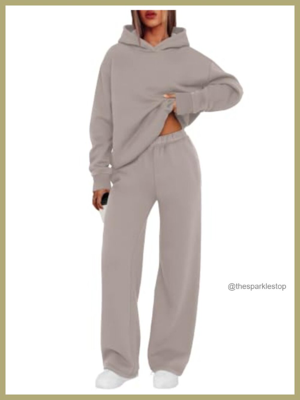 Sampeel 2 Piece Sweatsuit Hoodie Wide Leg Sweatpants Lounge Set